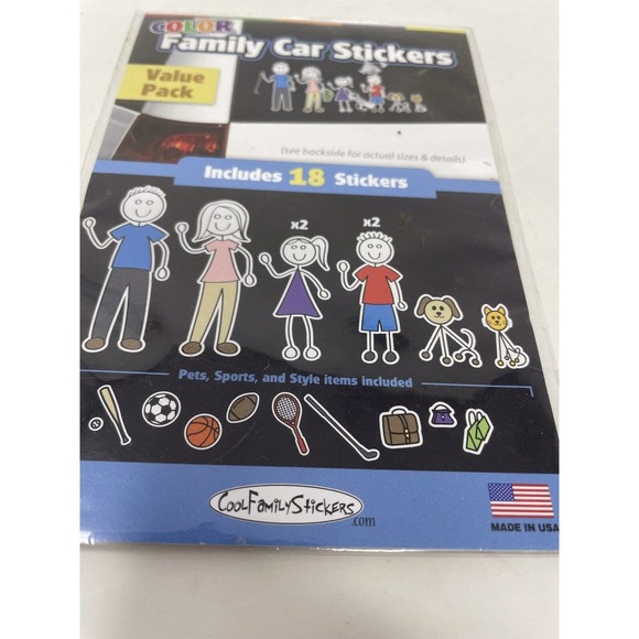 NEW Cool Family Stickers Car Window 18 Pack Mom Dad Kids Boys Girls Pets Sports - Picture 5 of 5
